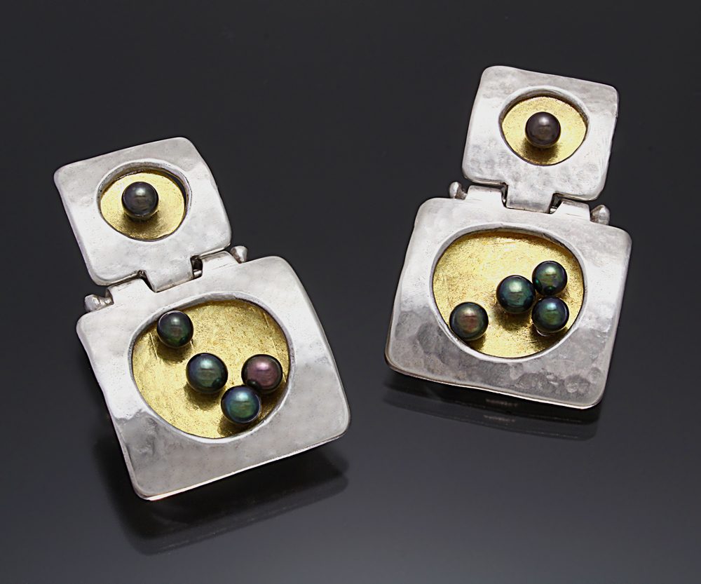 Sunrise Blossom Black Pearl Earrings by Sana Doumet