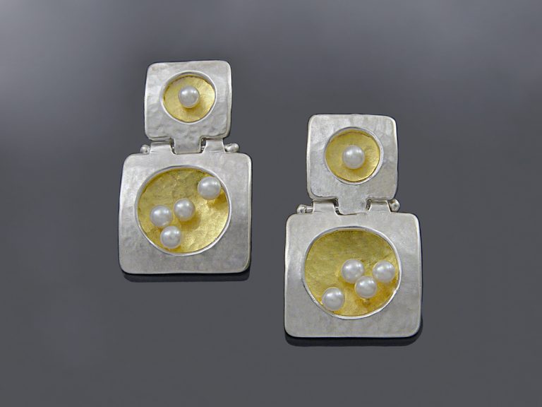 Sunrise Blossom White Pearl Earrings by Sana Doumet
