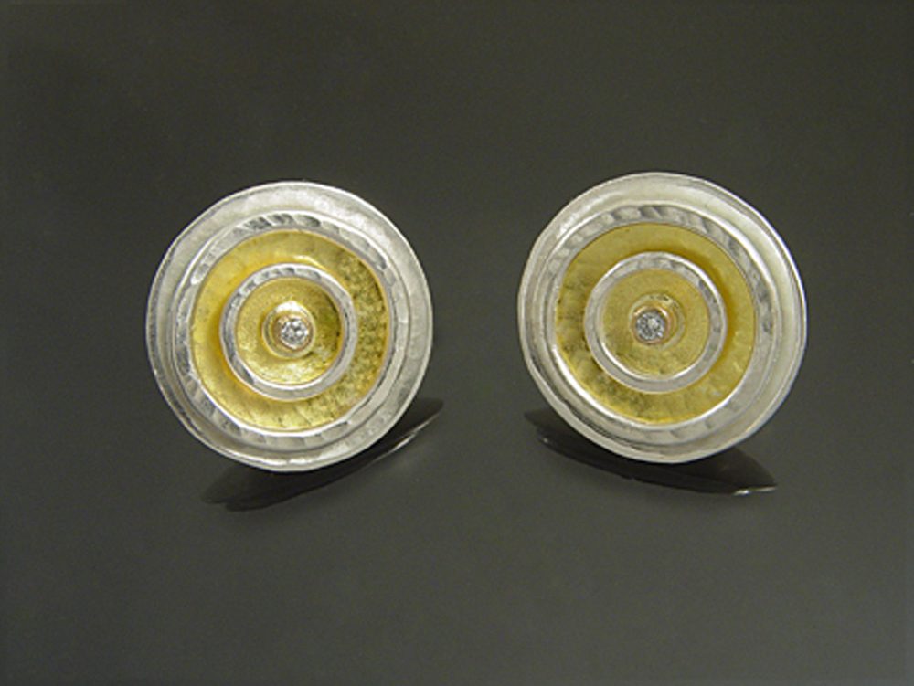 Sunrise Round Earrings with Diamonds by Sana Doumet