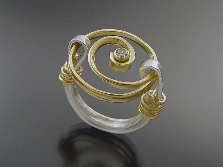 Twirly Ring with Diamond by Sana Doumet